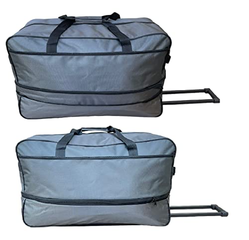 X Factor Rolling Duffel Bag Gray Large 28 Inch with Multi-Pockets, Travel Duffle Bag with Rolling Wheels Drop Bottom Heavy-Duty Luggage, Upright Lightweight Travel Gear Collapsible Telescoping Handle2