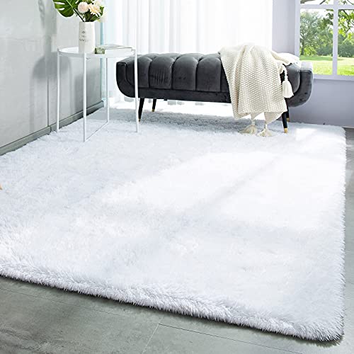Twinnis Super Soft Shaggy Rugs Fluffy Carpets, 4X5.9 Feet, Indoor Modern Plush Area Rugs For Living Room Bedroom Kids Room Nursery Home Decor, Upgrade Anti-Skid Durable Rectangular Fuzzy Rug, White #TOP6