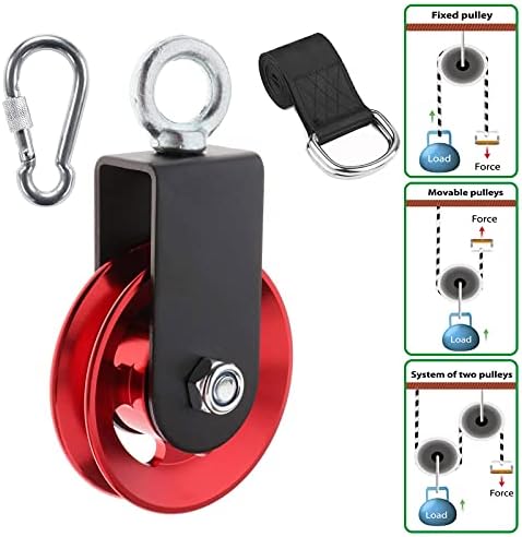 Heavy Duty Lightweight Aluminum Cable Pulleys with Hanging Strap Kit,Snatch Block Pulley Wheel for Home Gyms LAT Pulley System DIY Attachment Home Accessories