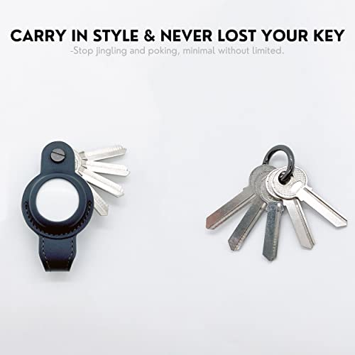 Air Tag Key Organizer, Compact Leather Keychain For Apple Airtag, With Keyring To Attach Car Key Fob. [Grey, Spring Holding, Without Airtag] #TOP1