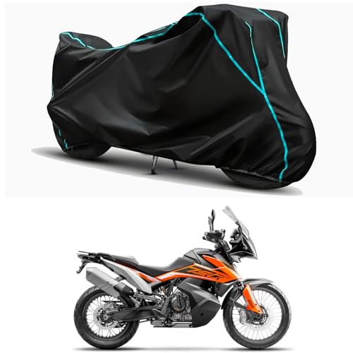 Image of Waterproof Bike Body Cover Compatible for | KTM 790 Adventure STD | Taffeta Fabric, Sky Piping Design, Bottom Elastic Fit | Dustproof, Sun UV & Rain Protection for All Weather.