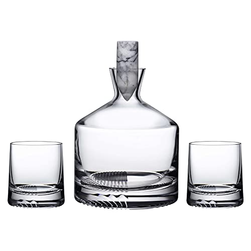 NUDE Glass Alba Whiskey Set - Whiskey Carafe and 2 Glass Tumblers