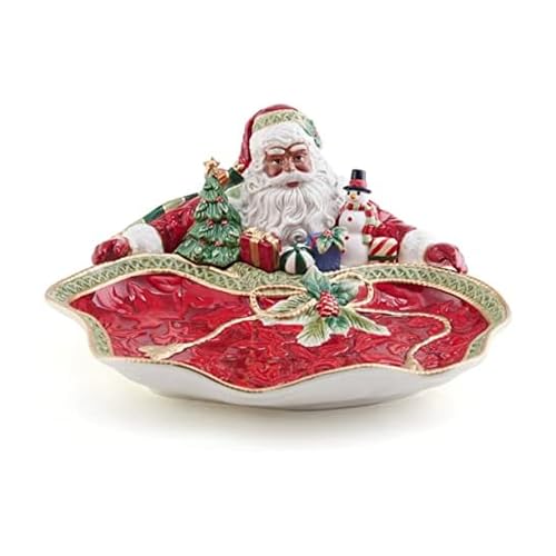 Fitz and Floyd Fitz & Floyd Holiday Home African American Santa Serving Bowl, Multicolored