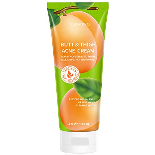 Butt Acne Clearing Cream, Back Acne Cream, Bum Cream Back Pimple Cream Clears Pimples For the Buttocks with Salicylic Acid, Pure Natural Ingredients and Fast Results