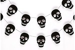 Durable and Spooky: Black Skull Garland Party Decoration