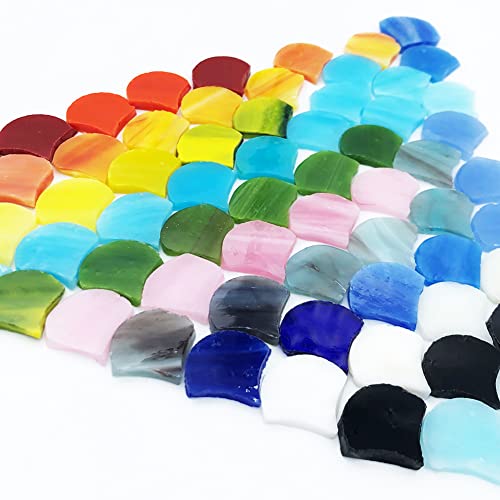 Litmind 160 Pieces Precut Fan-Shaped Petal Mosaic Tiles, Glass Craft Flower Leaves Stained Glass Supplies, Garden Glass Mosaic Making Supplies For Diy Crafts, Stained Glass Kits #TOP5