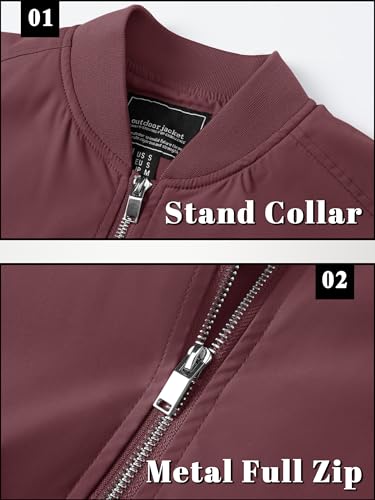 Tacvasen TCTJ-201-9938-WINE RED-4XL Men Jacket Zip Up Men'S Bomber Jackets Lightweight Windbreaker Spring Fall Men Casual Jacket Outdoor Lightweight Bomber Jackets Men'S Jacket thumb #4