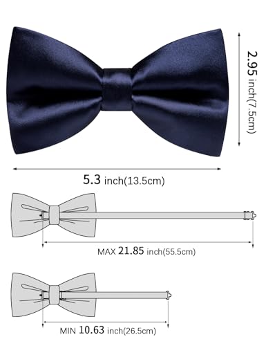 Image of Solid Color Bow Ties for Men Silk Pre-tied Tuxedo Bowtie Set 4PCS | Pre-tied in 3 seconds,adjustable 4PCS bow tie and pocket square cufflinks lapel pin set,wedding,formal,party,prom,graduation