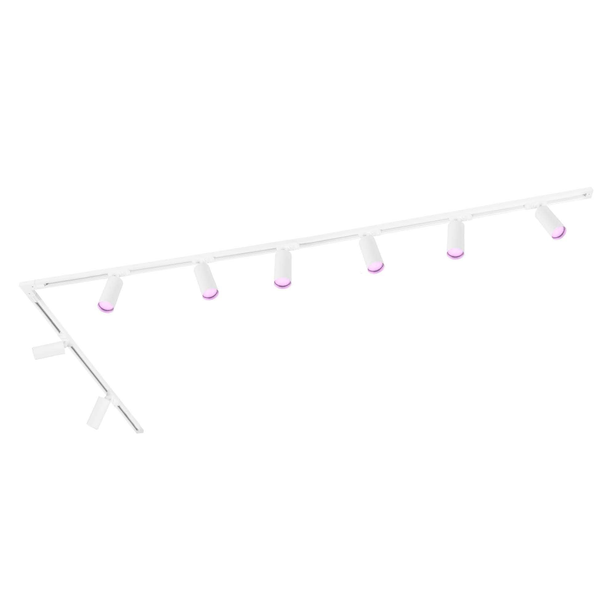 Ledvion Sistema de rieles iluminacion 3m Monofasico Blanco 8 focos RGB