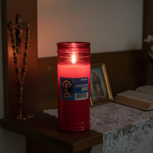12 Votivkerzen für das Heilige Herz Big Size P100 Farbe Rot - Dauer 10 Tage - 1,2 kg Wachs - Cereria di Giorgio - Vorratspackung