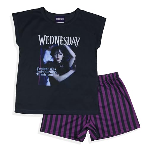 INTIMO Addams Family Wednesday Girls' Pajamas Tonight Was Torture Short Sleeve Lounge Sleep Set4