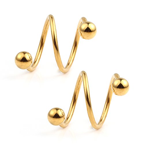 Ruifan 16G Stainless Steel Double Twist Ear Plug Earring Spiral Helix Stud Lip Ring Body Piercing Jewelry 8mm 10mm4
