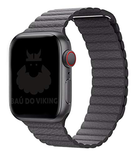 Pulseira Couro Loop, compatível com Apple Watch (Cinza, 42/44/45)