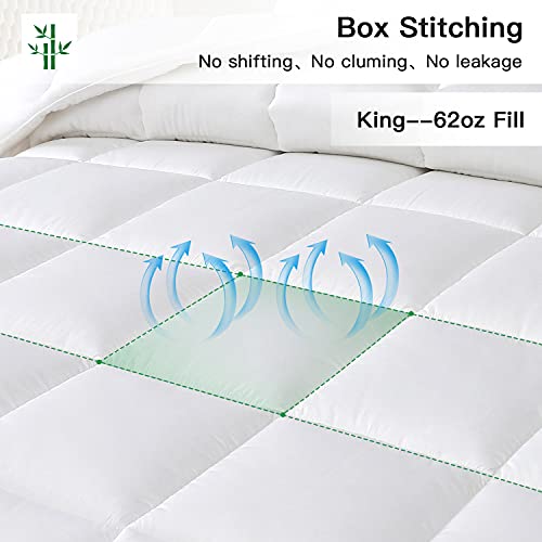 100% Viscose From Cooling Bamboo Comforter For Hot Sleepers- Breathable Silky Soft Bamboo Duvet Insert Twin Size-With 8 Corner Tabs- All Season Comforter (88X64 Inches, White) #TOP2