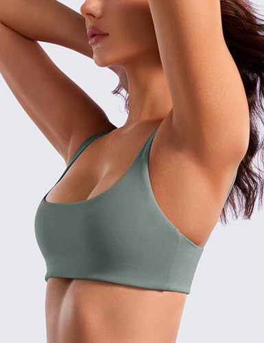 Image of CRZ YOGA Butterluxe Square Neck Sports Bras | Light Support, Removable Pads, Yoga, Extremely Soft, Low Coverage, Adjustable Spaghetti Straps, for Women