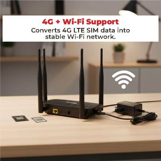 Image of Trueview R500 4G Wi-Fi Router with Wi-Fi 6 Support | SIM Based Internet Router with LAN Port | Plug & Play Wireless Router for Home, Office & CCTV | Made in Bharat