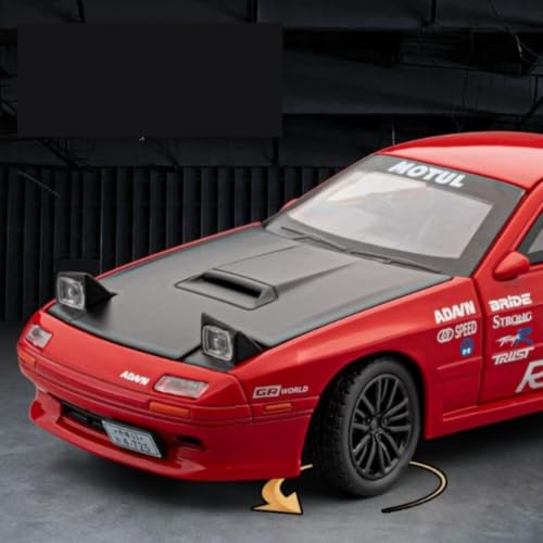 Image of Mashes Mazda RX7 Sports 1:32 Scale Metal Diecast Model with Pull Back Action, LED Lights, Sound, Openable Doors, Sports Car Collectible Toy for Kids, Car Enthusiasts (Multicolor)