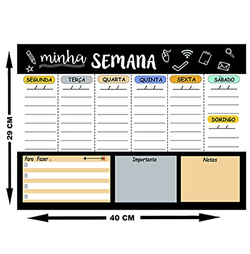 Quadro Planejador de Metal Semanal 29x40cm + Caneta