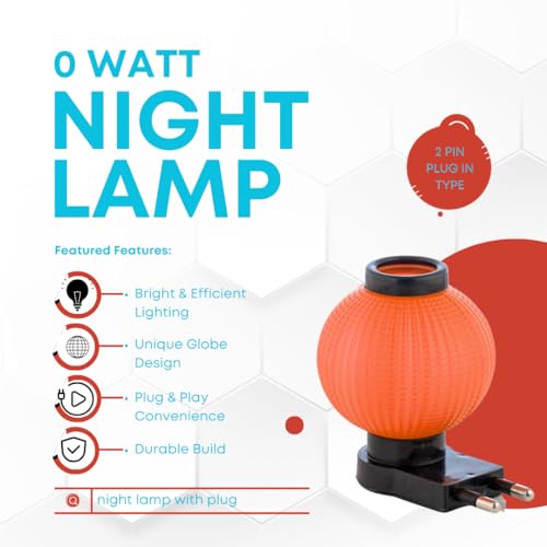 Image of Hi-Plasst Red LED Night Light with Plug - Compact 0 Watt Bulb Lamp for Bedroom, Study & Wall Placement - Set of 15
