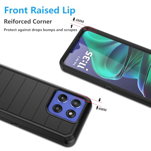 Njjex Rugged Case for Moto G Stylus 5G 2025, for Motorola G Stylus 5G 2025 Case with Belt Clip Holster, Built-in Screen Protector Heavy Duty Locking Swivel Holster Kickstand Hard Phone Cover [Black] by NJJEX - Image 7