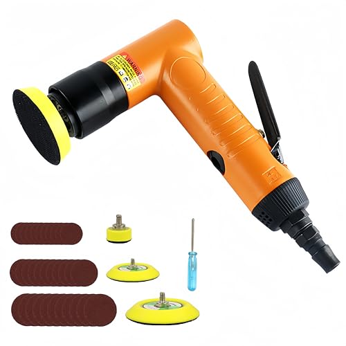 Mini Random Orbital Sander, 22000RPM Small Hand Air Sander, Pneumatic Polisher Tool with 1''/ 2''/ 3'' Sanding Pads & 30PCS Sand Papers for Woodworking Air Angle Grinder