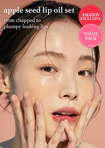 Image of NOONI Korean Lip Oil Set - Appleberry & Applecherry | Long-Lasting, Moisturizing, Plumping, Revitalizing for Dry Lips, Waterproof, No Peel Off, Stocking Stuffers, lip plumper 0.12 FL Oz x 2ea