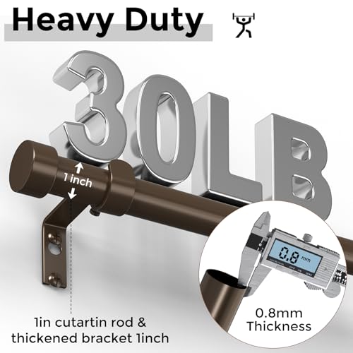 Bronze Curtain Rods for Windows 48 to 84 Inch(4-7 Feet),1" Diameter Drapery Rods with Modern Style End Cap Finials,Size:36-88 Inch,Antique Bronze
