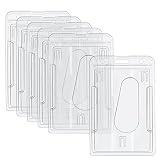 6 Pcs Porte-Badge Transparent, Porte-Badge Vertical à 2 Cartes Porte-Badge en Plastique avec Fente pour Cartes d’Identification et Badge