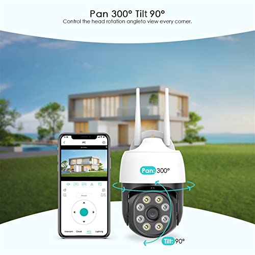 Caméra de surveillance extérieure PTZ 2MP avec détection humaine IA