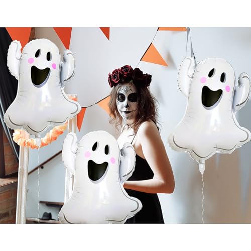 Xielime DD-96-BALLOON Halloween Ghost Balloons Halloween White Ghost Foil Balloons For Halloween Party Decorations Themed Party Supplies Halloween Party Favors Trick Or Treat Balloons Party Sets 3Pcs thumb #5