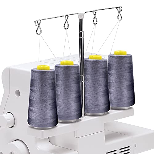 Tortoise 4 Cones Of 3000 Yards Each Spool Thread For Sewing All Purpose Sewing Thread 100% Polyester Thread For Serger Overlock Quilting Sewing Machine 40S/2 White #TOP4