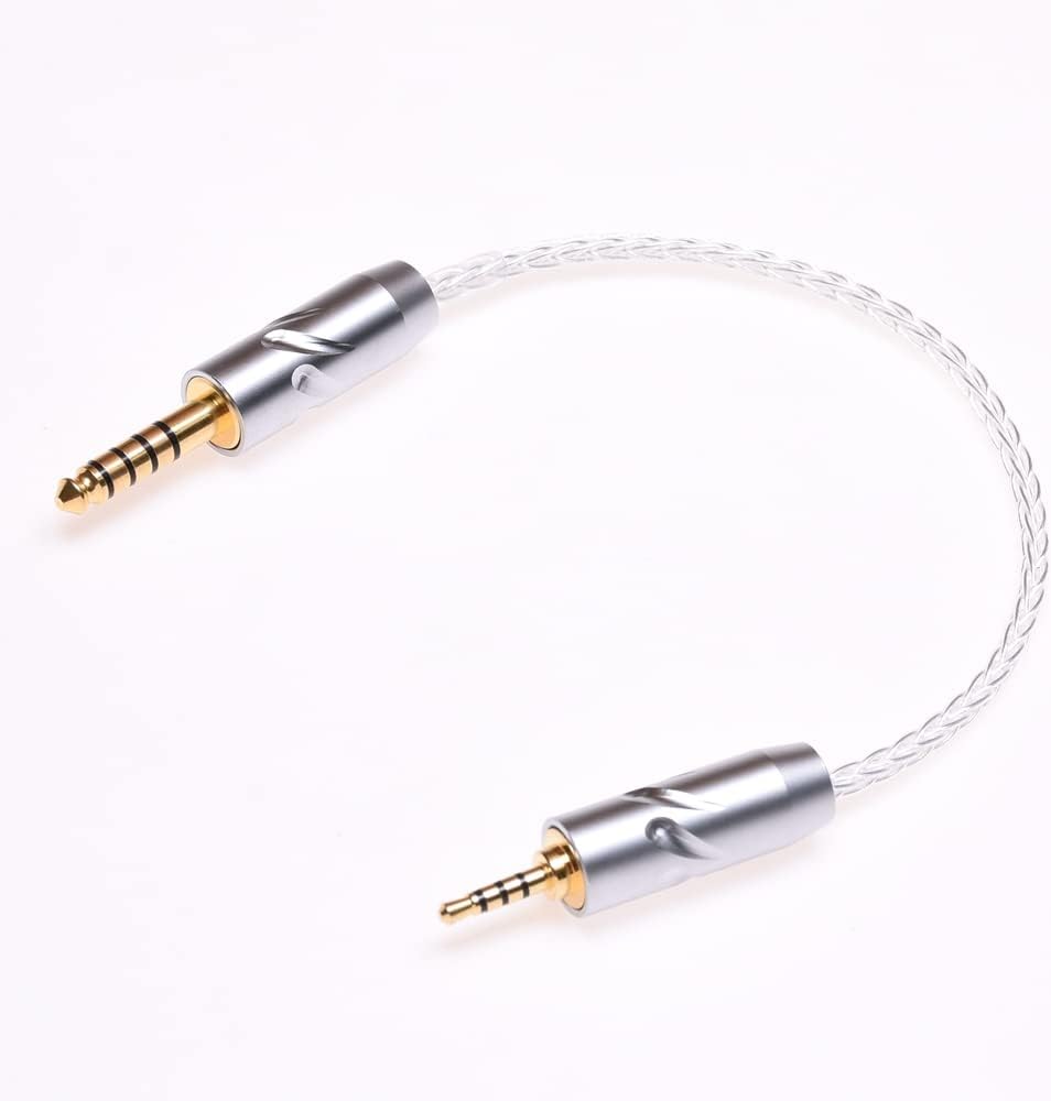 10cm Clear Silver Plated Cable 2.5mm 4.4mm Balanced Audio Cable Compatible for Jaben Oriolus BA300s Headphone amp (2.5mm to 4.4mm)