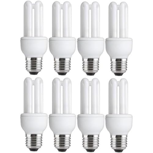Lampwise 8 x Energy Saving 11W (=54W-60W) E27 ES CFL Light Bulbs, Edison Screw, 535 Lumen, 10 Years, 827 2700K Warm White