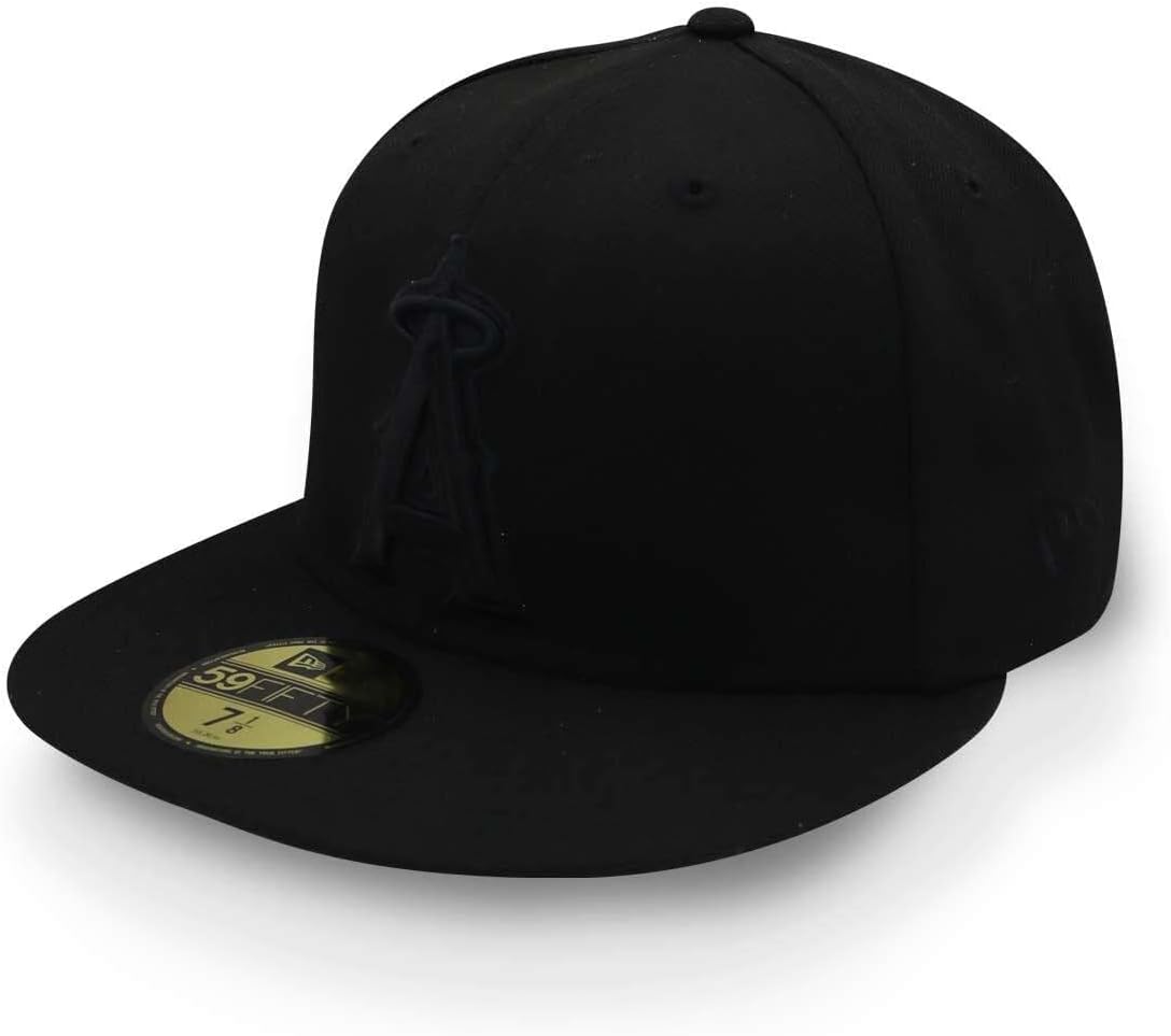 New Era 59Fifty Hat MLB Basic Anaheim Angels Black Fitted Baseball Cap (7 3/8)
