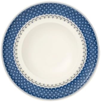 Villeroy & Boch Casale Blu Rim Soup, 9.75 in, Premium Porcelain, White/Blue
