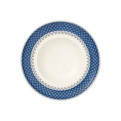 Villeroy & Boch Casale Blu Rim Soup, 9.75 in, Premium Porcelain, White/Blue