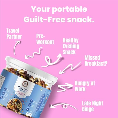 Image of OneDiet Healthy Trail Mix - Mix of 14 Nuts, Seeds & Berries| Almonds, Cashews, Pistachios, Raisins, Blueberries, Cranberries, Pumpkin Seeds, Amla, Chia Seeds | 200g