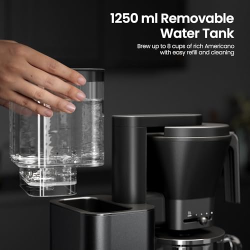 Image of Kismile SCA-Certified 8 Cup Drip Coffee Maker, Pour Over Coffee Machine with 3s Instant Heat 197-205℉, Adjustable Flow Control, Removable Water Tank, Deep Cold Brew & 40 Min Keep Warm (Dark Grey)