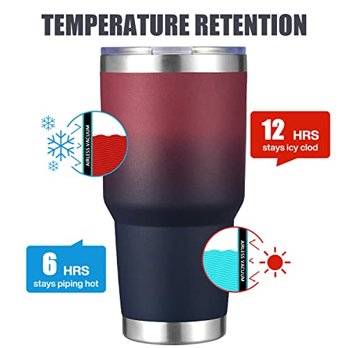 Meway 30Oz Tumbler Double Wall Vacuum Insulated Travel Mug, Stainless Steel Tumbler With Lid, Durable Powder Coated Insulated Coffee Cup For Cold & Hot Drinks (Red Purple,8 Pack) #TOP3