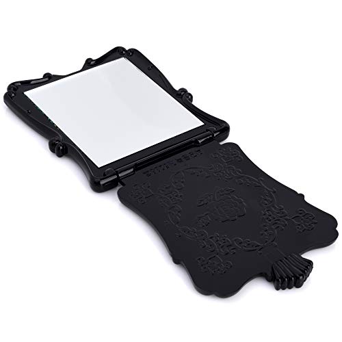 Espejo compacto de maquillaje portátil negro miniatura 4