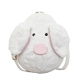 愛らしいぬいぐるみ豚電話バッグかわいいショルダーバッグふわふわクロスボディバッグ(ホワイト)