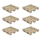 Creative Hobbies 6-Pack Mini Wood Pallet Coasters for Beverages, Hot and Cold Drinks, Mini Building Blocks Stacking, DIY Crafts, 4" x 4" x 11/16"