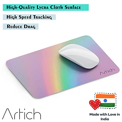 Image of Artich Designer Gaming Mouse Pad for Office Laptop /Computer with Super Soft Non-Slip Rubber Base and Lycra Cloth Surface for Silky Touch Rectangle Marble (A Rainbow)