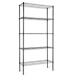 Amazon Basics 5-Shelf Adjustable Heavy Duty Steel Wire Rack Storage Shelving Organizer for Kitchen, Garage, 36' L x 14' W x 72' H, Black