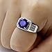 925 sterling silver square CZ cubic zirconia inlaid classic men's ring simulated diamond ring wedding/engagement/anniversary/Valentine's Day engagement ring fashionable silver jewelry party accessories Size 7-13(8, Blue)