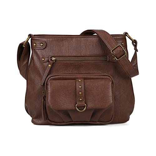 AFKOMST Rucksack Damen,Nylon-Umhängetasche,Multipocket Casual Daypacks mit verstellbarem Riemen,Wasserdichte Anti-Diebstahl-Schulranzen (Coffee)… Cover