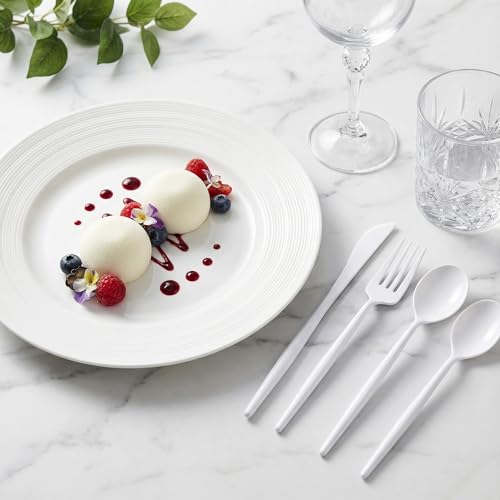 Supernal 180PCS White Plastic Silverware,White Utensils Set Disposable,Disposable Silverware Include 60 Forks,60 Knives,60 Spoons,Heavy Duty Party Cutlery for Birthday,Dinner,Wedding by supernal - Image 3