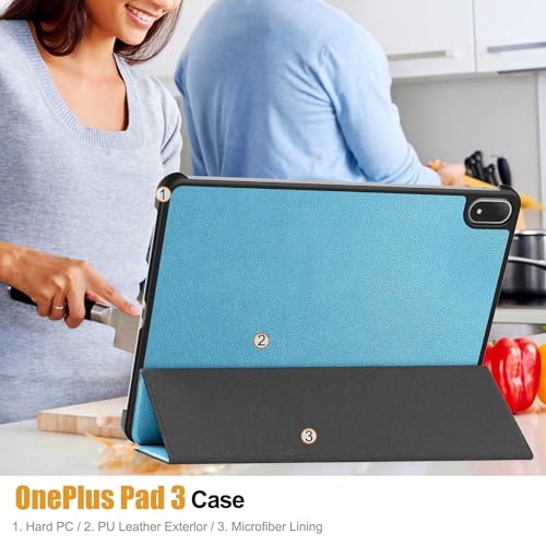 Image of ProElite Case Cover for OnePlus Pad 3 13.2 inch 2025 Case, Slim Trifold Flip case Cover for OnePlus Pad 3 13.2 inch 2025 Case Tablet [Auto Sleep Wake Feature], Sky Blue