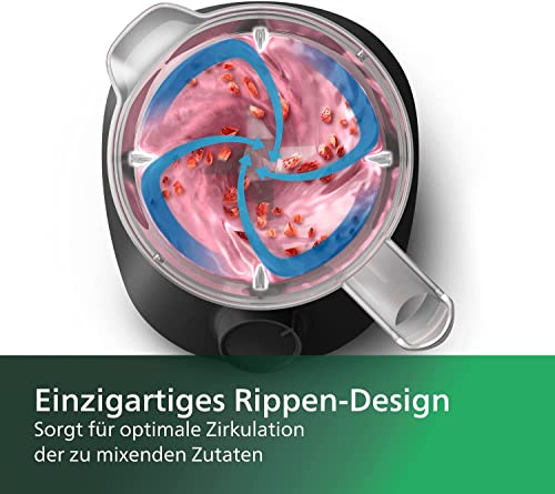 Foto von Philips Standmixer und Smoothie Maker – 450W, 1.9-Liter-Behälter, Rezepte-App, 1 Geschwindigkeitsstufe + Impulsfunktion, ProBlend, Ice-Crush-Funktion und mobile Trinkflasche (HR2041/41)