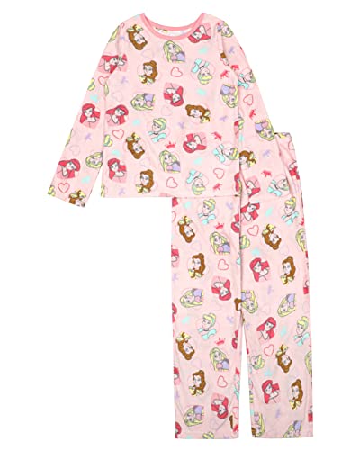 Disney Girls' 2-Piece Loose-fit Set, Princess Pajamas, Soft & Cute for Kids